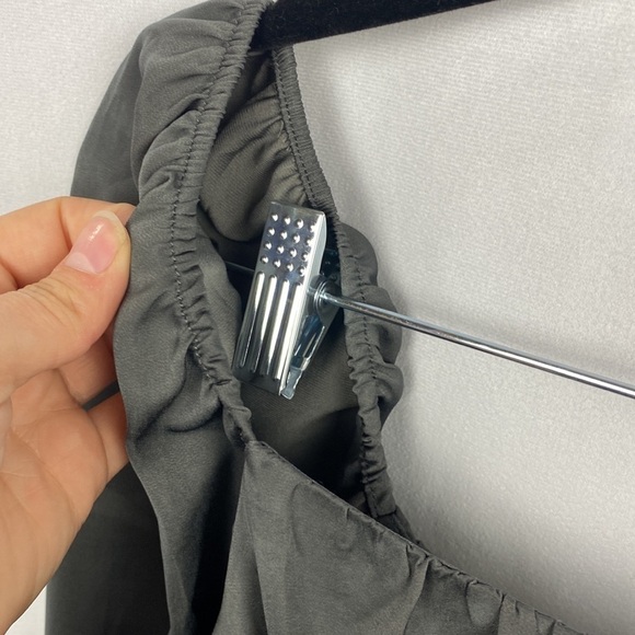 Anthropologie Sadie & Sage Satin Minute Stroll Smock Top Blouse Grey - Small - Picture 10 of 10